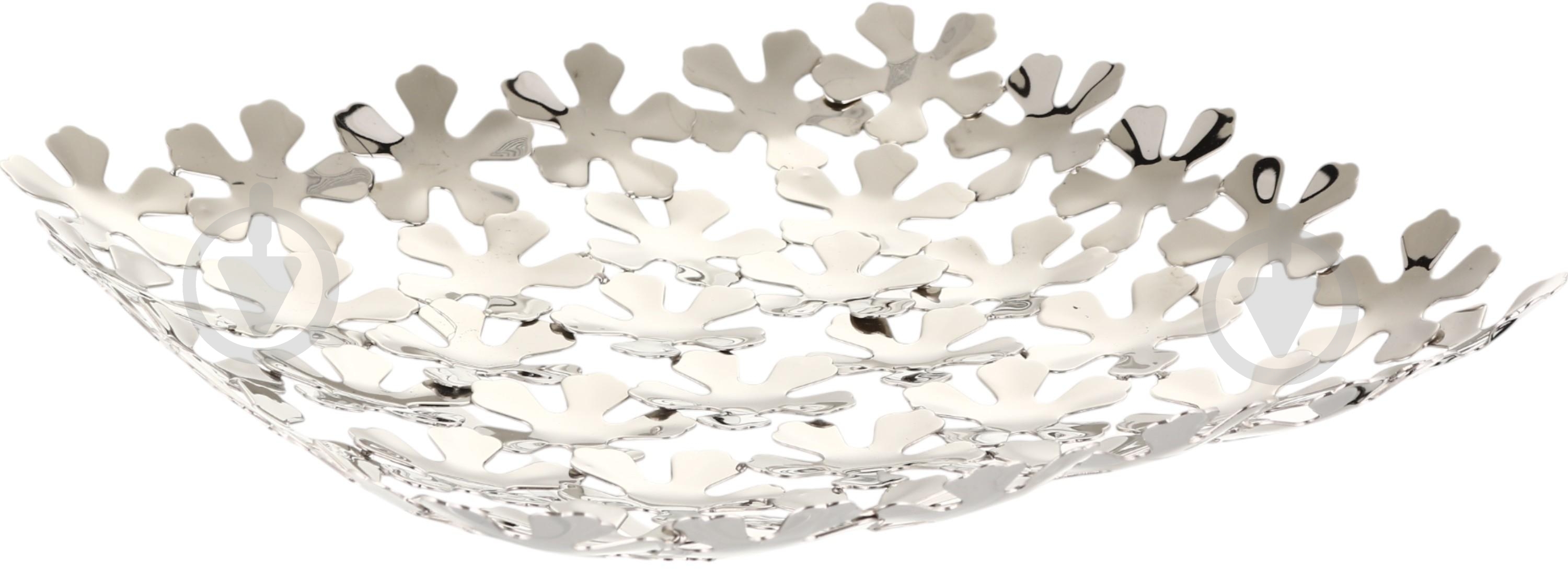 Фруктовница Inari Silver Flowers 32x32x4 см - фото 1
