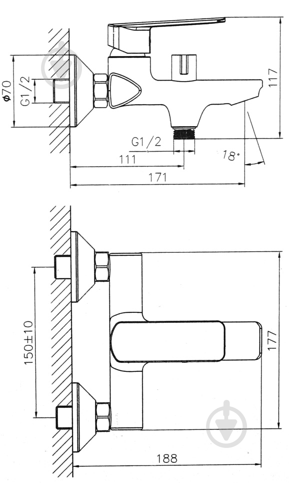 Смеситель для ванны Water House Delta - фото 2 Смеситель для ванны Water House Delta - фото 2