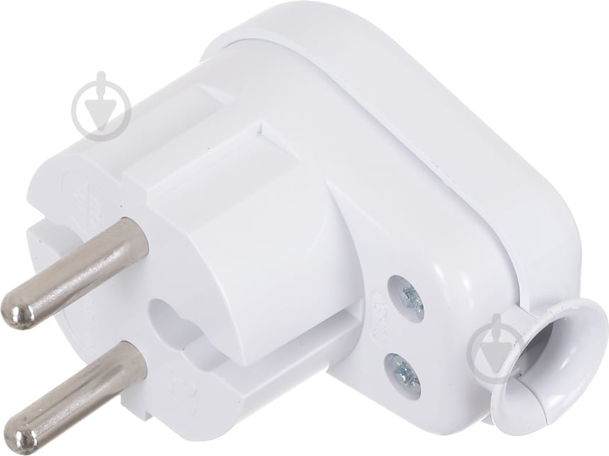 Електровилка кутова E.NEXT Uni-Schuko WT-16 K2 250В 16А пластик білий - фото 1 Електровилка кутова E.NEXT Uni-Schuko WT-16 K2 250В 16А пластик білий - фото 1