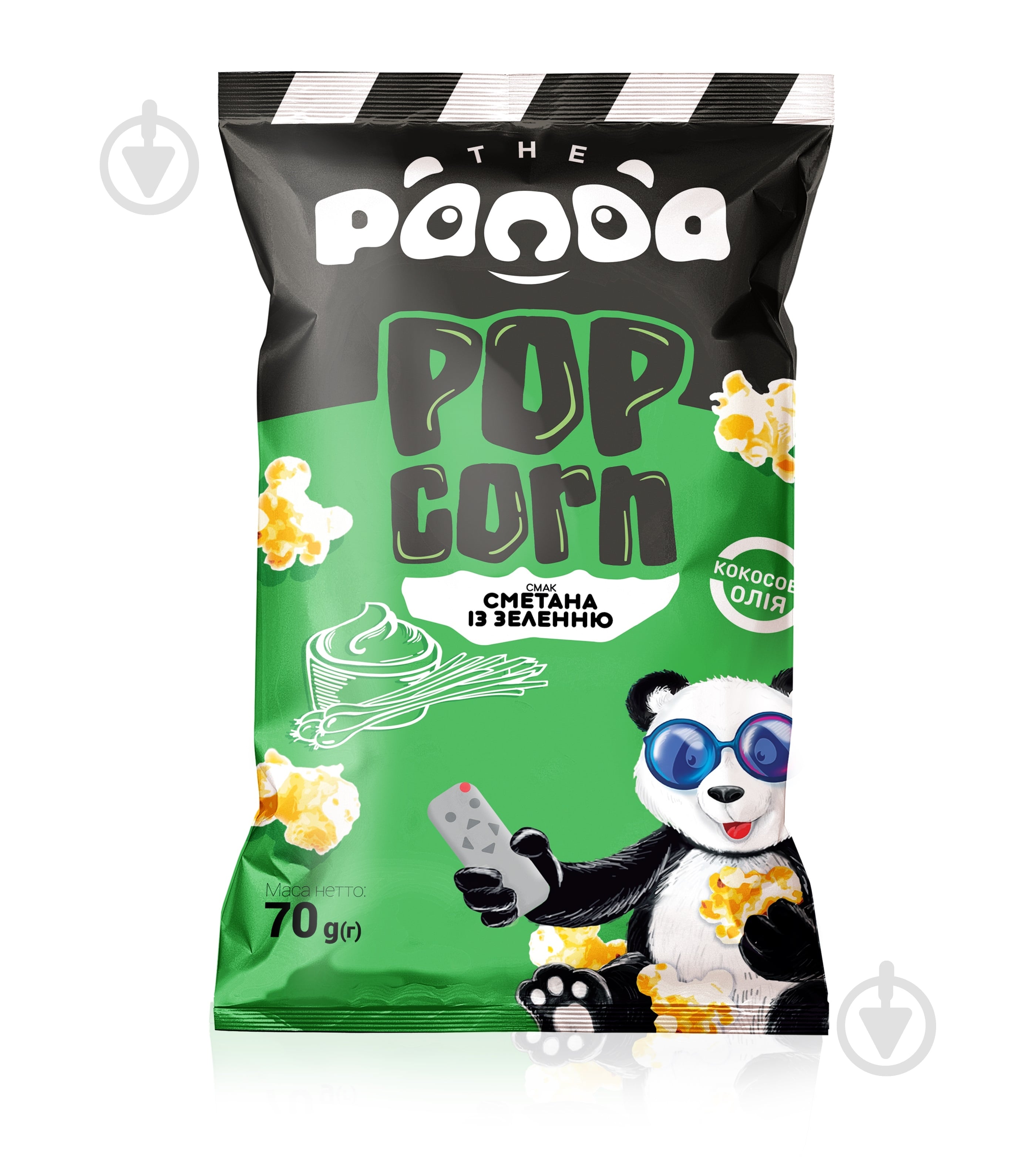 Попкорн Panda Сметана с зеленью 70 г - фото 1 Попкорн Panda Сметана с зеленью 70 г - фото 1