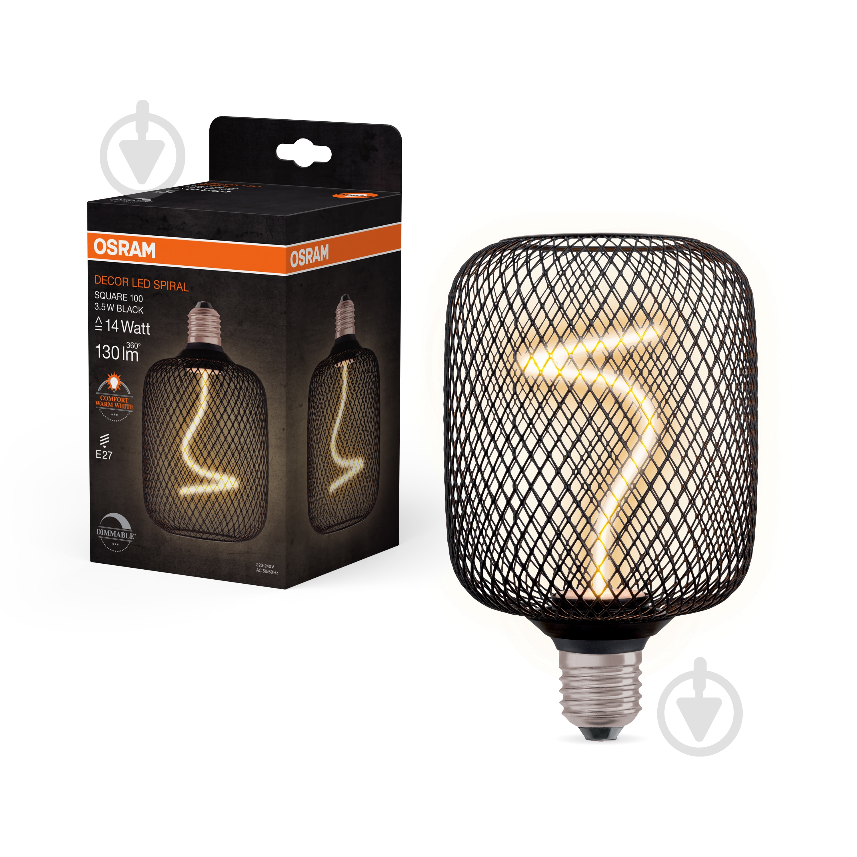 Лампа світлодіодна Ledvance OSRAM DECOR SPIRAL FILAMENT SQUARE Black 3,5 Вт E27 1800 К 220 В прозора - фото 1