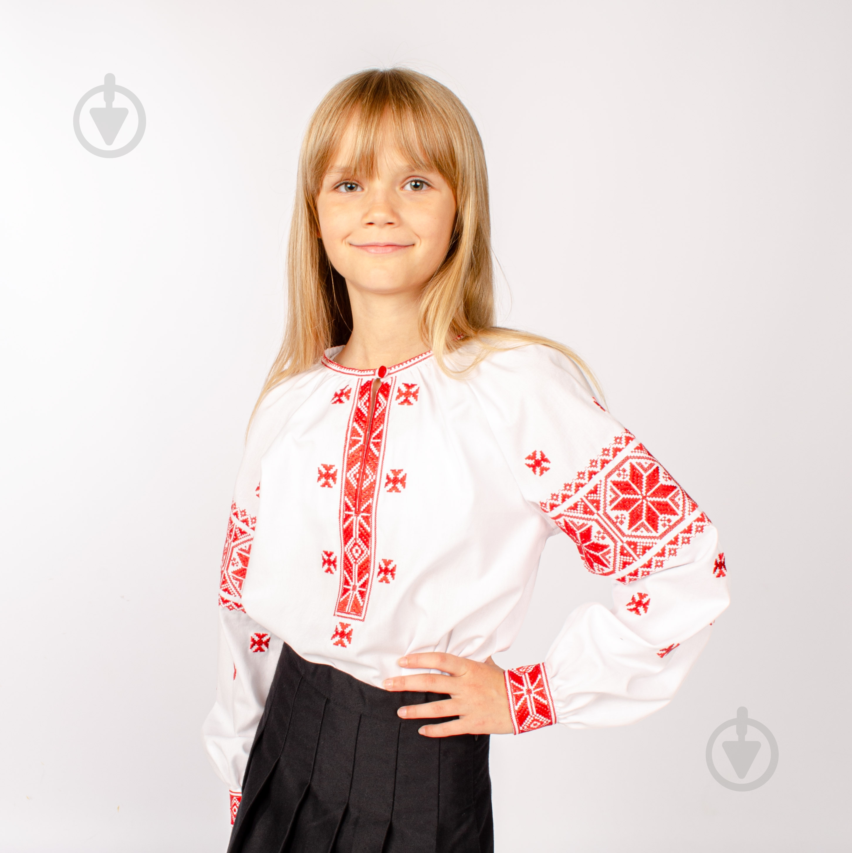 Вишиванка для дівчаток Едельвіка р.158 білий із червоним 381-23/09 - фото 2