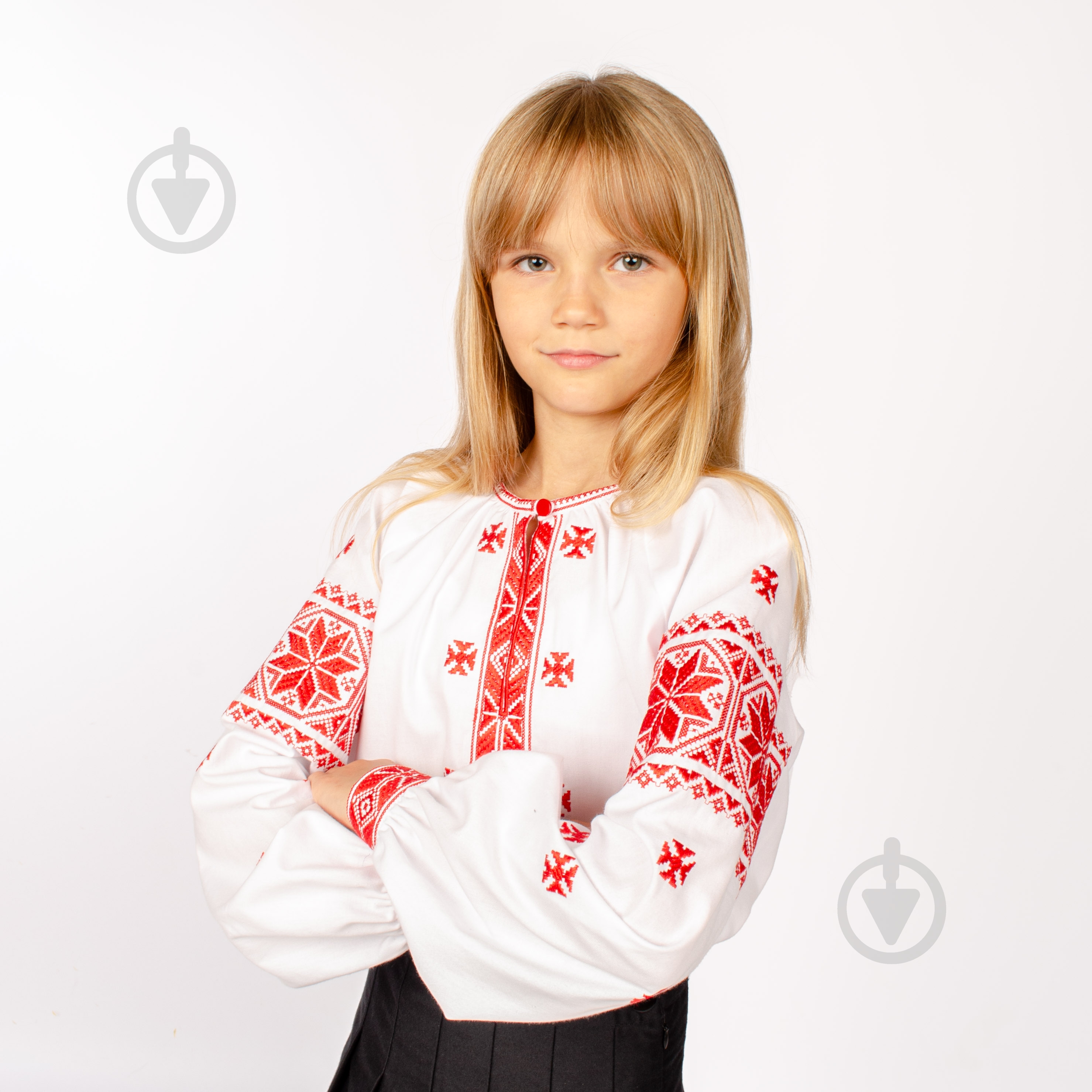 Вишиванка для дівчаток Едельвіка р.140 білий із червоним 381-23/09 - фото 1