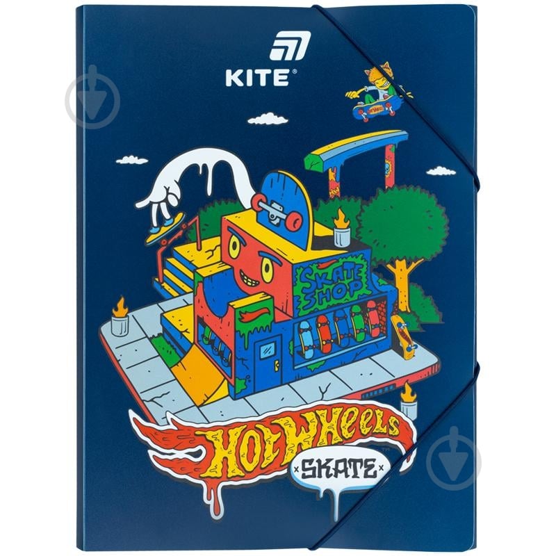 Папка на резинке А4 Hot Wheels KITE - фото 1