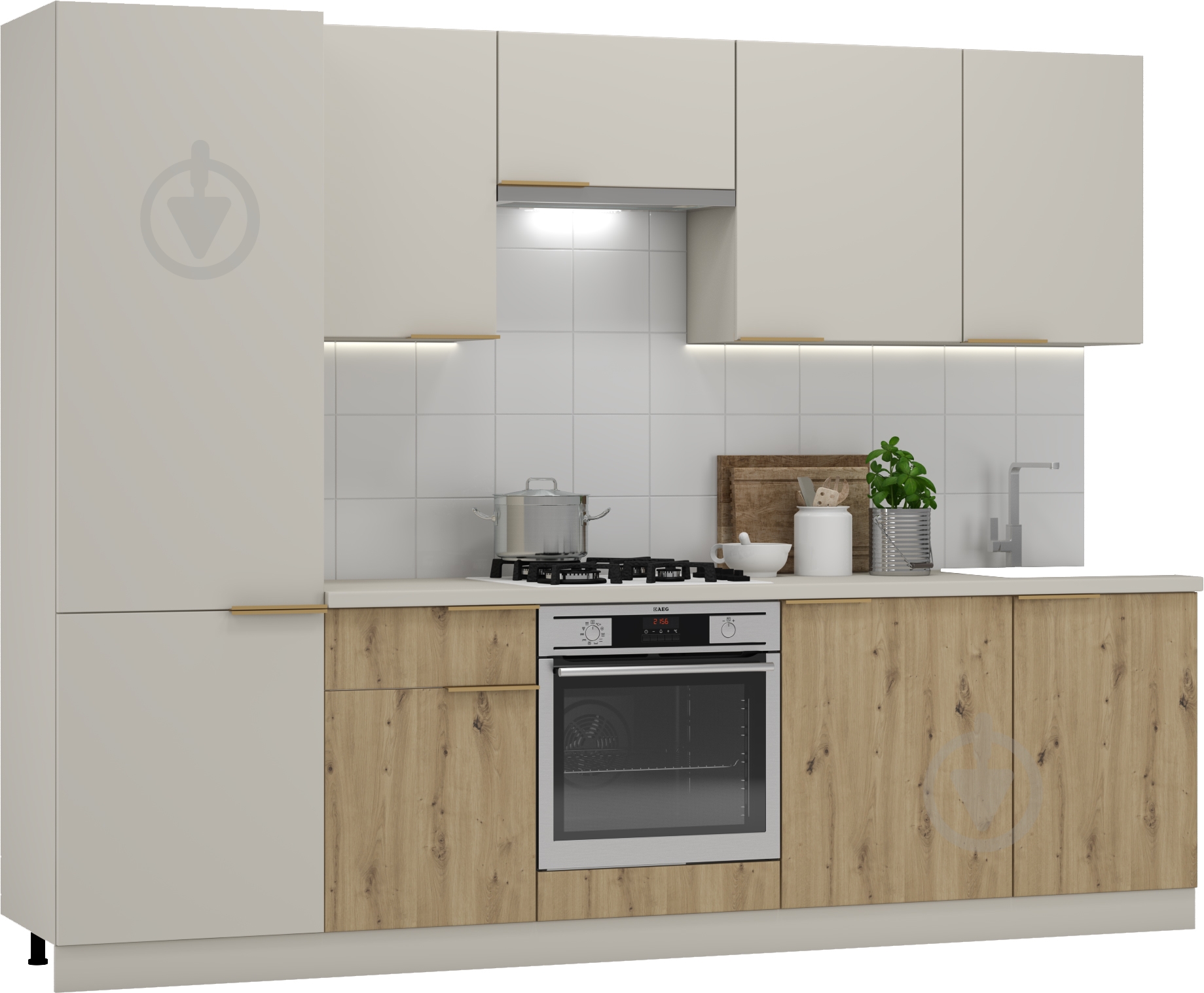 УЦІНКА! Кухня Грейд Хлоя ДСП 2,8 м кашемір/дуб артізан (УЦ №2947) - фото 1