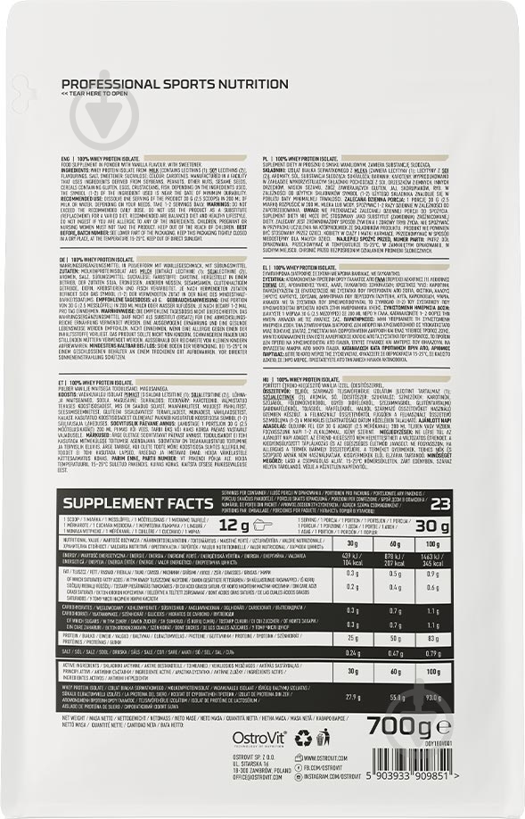 Протеин Ostrovit 100% Whey Isolate ванильный 700 г - фото 2 Протеин Ostrovit 100% Whey Isolate ванильный 700 г - фото 2