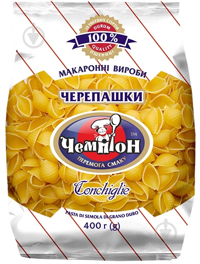 Макароны ТМ Чемпіон Черепашки 400 г - фото 1 Макароны ТМ Чемпіон Черепашки 400 г - фото 1