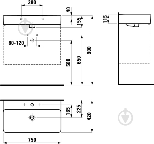 Умывальник Laufen Val 75х42 см - фото 2