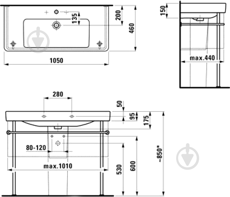 Умывальник Laufen Pro S 105х46 см - фото 3