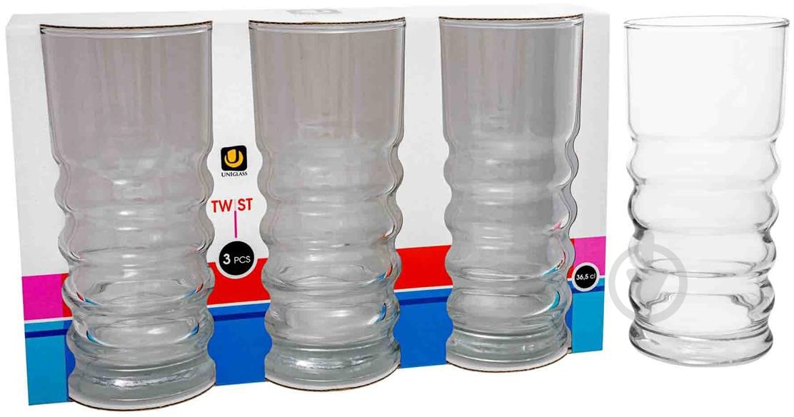 Стакан Uniglass 91805 Twist SL3 365 мл 3 шт. - фото 1 Стакан Uniglass 91805 Twist SL3 365 мл 3 шт. - фото 1