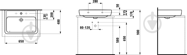 Умывальник Laufen Pro 65х48 см - фото 4 Умывальник Laufen Pro 65х48 см - фото 4