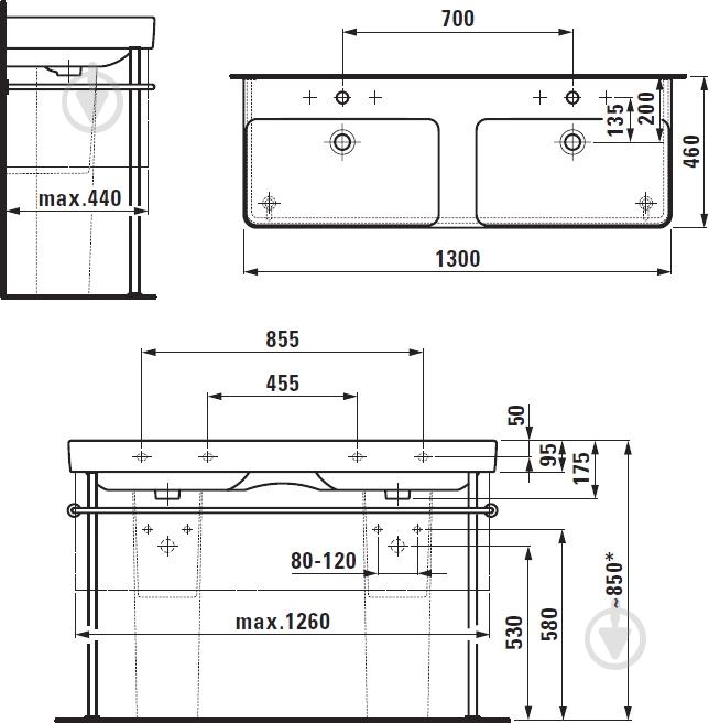 Умывальник Laufen Pro S 130х46 см - фото 4