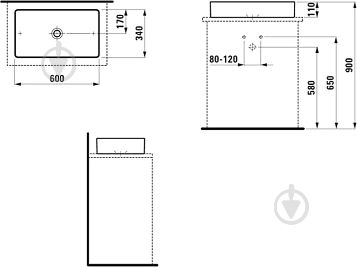Умывальник Laufen Living Square 60х34 см - фото 4 Умывальник Laufen Living Square 60х34 см - фото 4