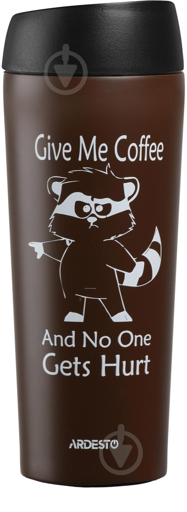 Термочашка ARDESTO Coffee time Raccoon 450 мл коричневая AR2645DML - фото 1 Термочашка ARDESTO Coffee time Raccoon 450 мл коричневая AR2645DML - фото 1