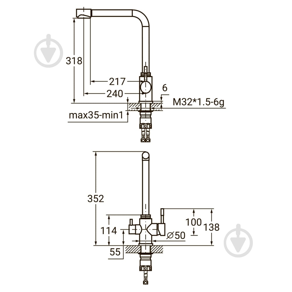Змішувач для кухні Aquatica гусак з виходом для питної води KT Ø 36(KT-4B770P) - фото 2 Змішувач для кухні Aquatica гусак з виходом для питної води KT Ø 36(KT-4B770P) - фото 2