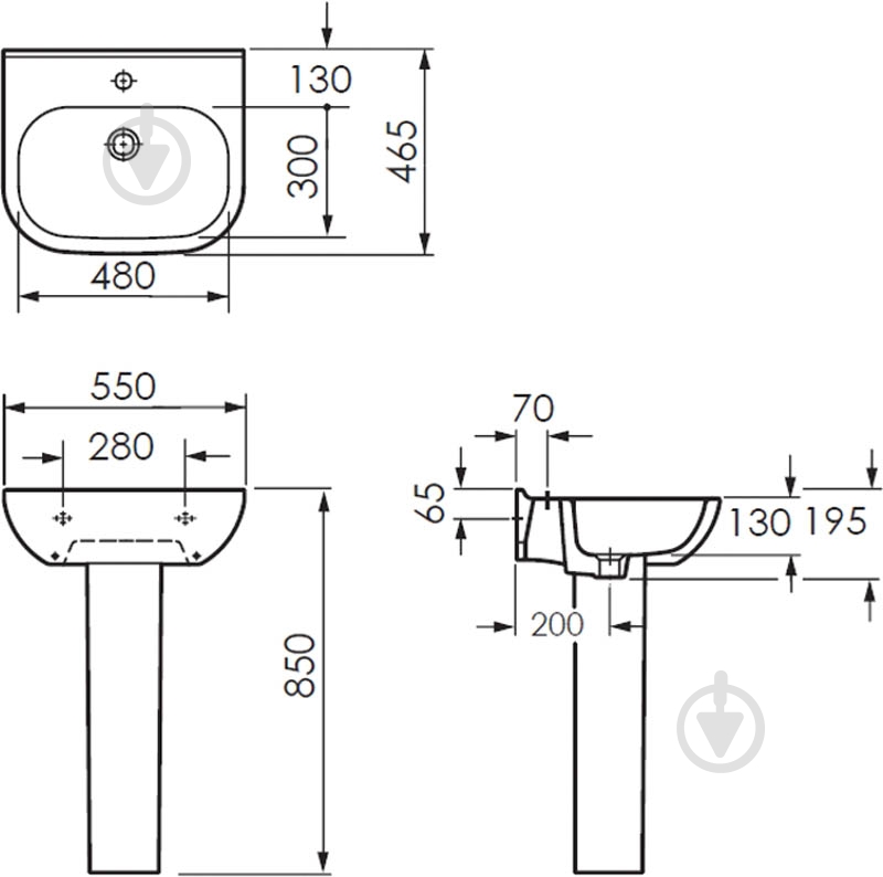Умывальник Imprese с пьедесталом Laska i1108 55х46.5 cм - фото 3