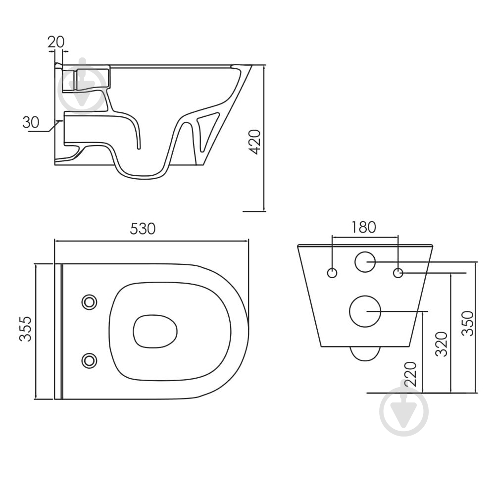 Унитаз подвесной Imprese Vyskov Rimless i11312 - фото 2