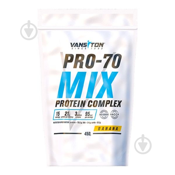 Протеин Vansiton Mega Protein Pro-70 Банан 450 г - фото 1
