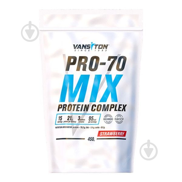 Протеин Vansiton Mega Protein Pro-70 Клубника 450 г - фото 1