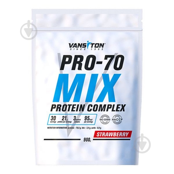 Протеїн Vansiton Mega Protein Pro-70 Полуниця 900 г - фото 1