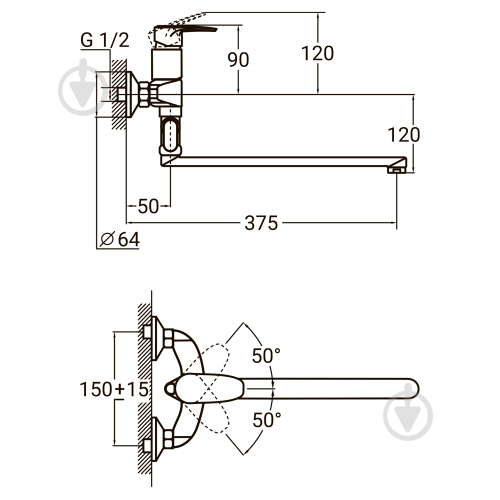 Смеситель Aquatica KN Ø 40 для ванны (KN-3C228C) - фото 2