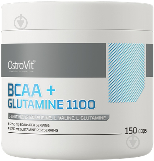 Аминокислотная смесь Ostrovit BCAA + Glutamine без вкуса 2750 мг 150 капс. 30 порц. - фото 1