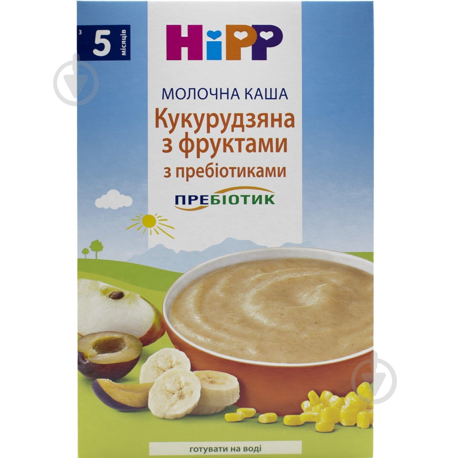Каша молочна Hipp від 5 місяців кукурудзяна з фруктами та пребіотиками 250 г - фото 1
