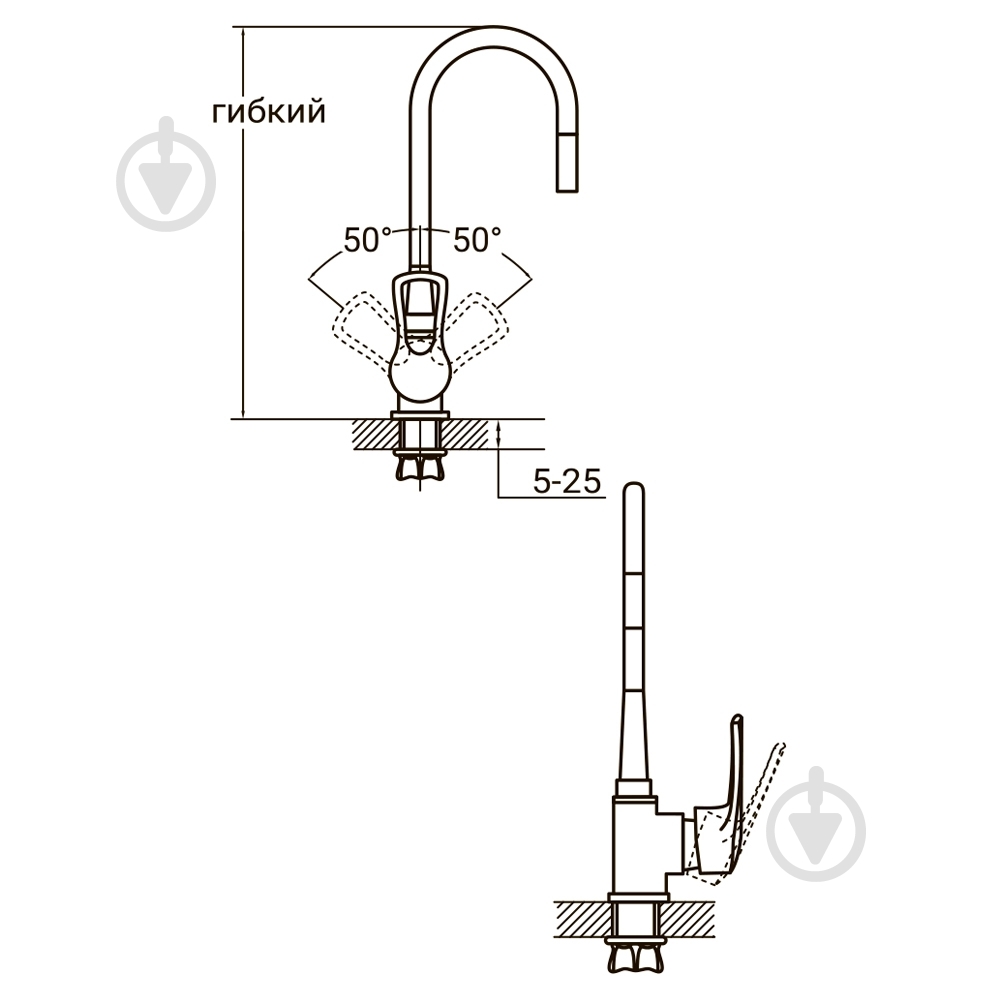 Смеситель Aquatica ML Ø 40 для кухни гусак силиконовая на гайке (ML-4B544C) - фото 2