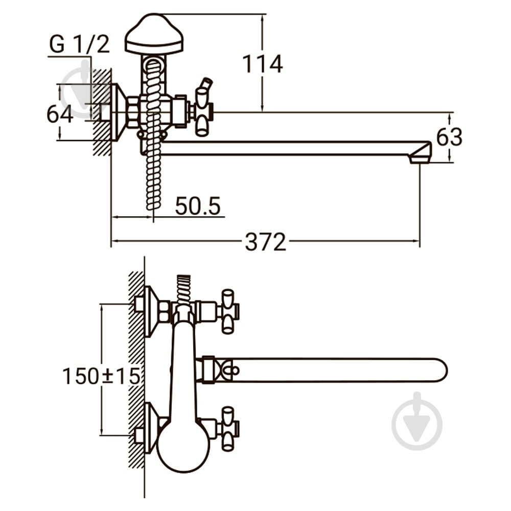 Смеситель для ванны Aquatica PL ½" (PL-5C255C) - фото 2 Смеситель для ванны Aquatica PL ½" (PL-5C255C) - фото 2