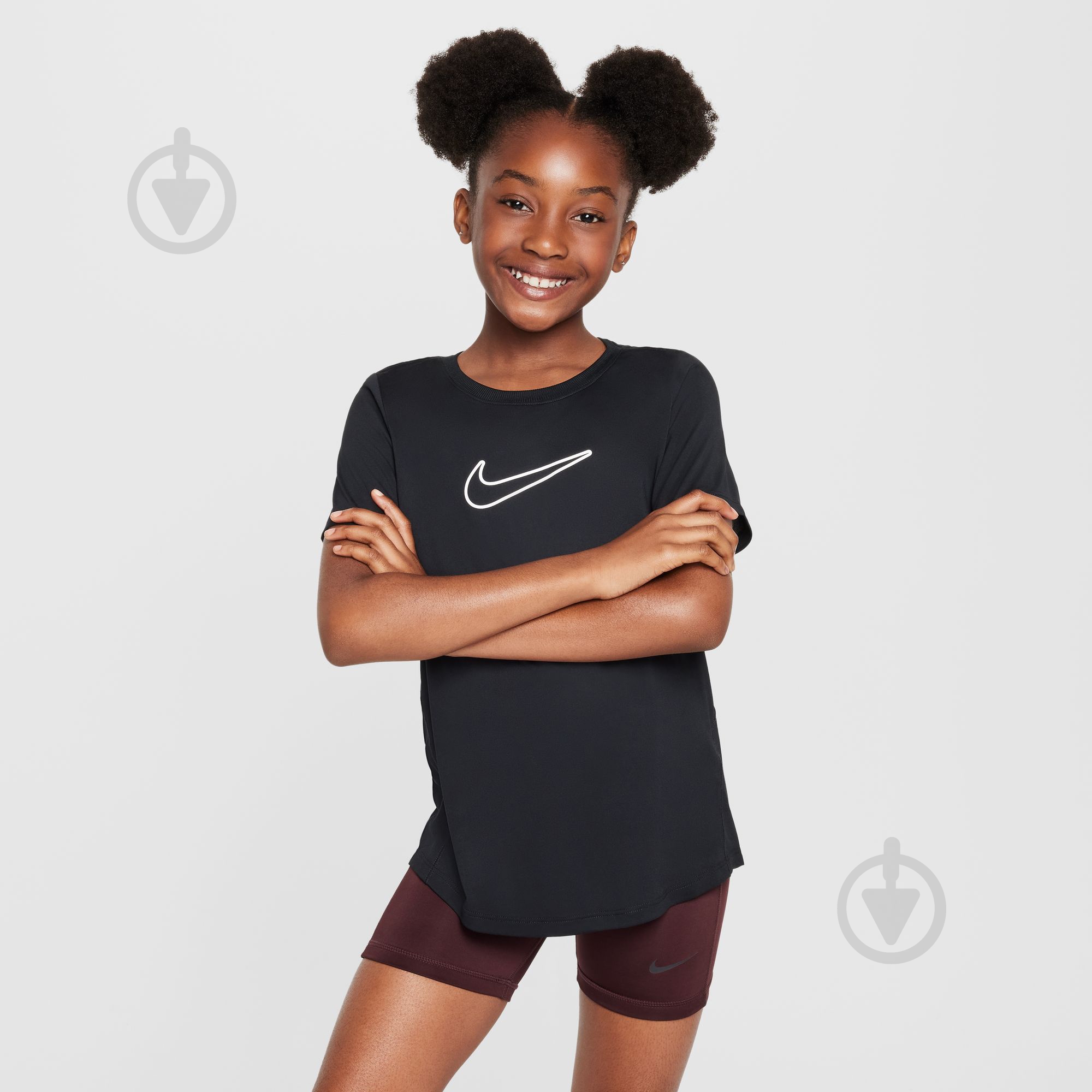 Футболка Nike G NK DF ONE STD SS TOP HBR FZ5600-010 р.XS черный - фото 1