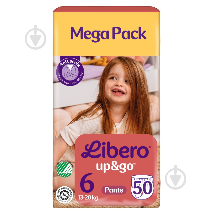 Подгузники-трусики Libero Up&Go 6 13-20 кг 50 шт. - фото 1 Подгузники-трусики Libero Up&Go 6 13-20 кг 50 шт. - фото 1