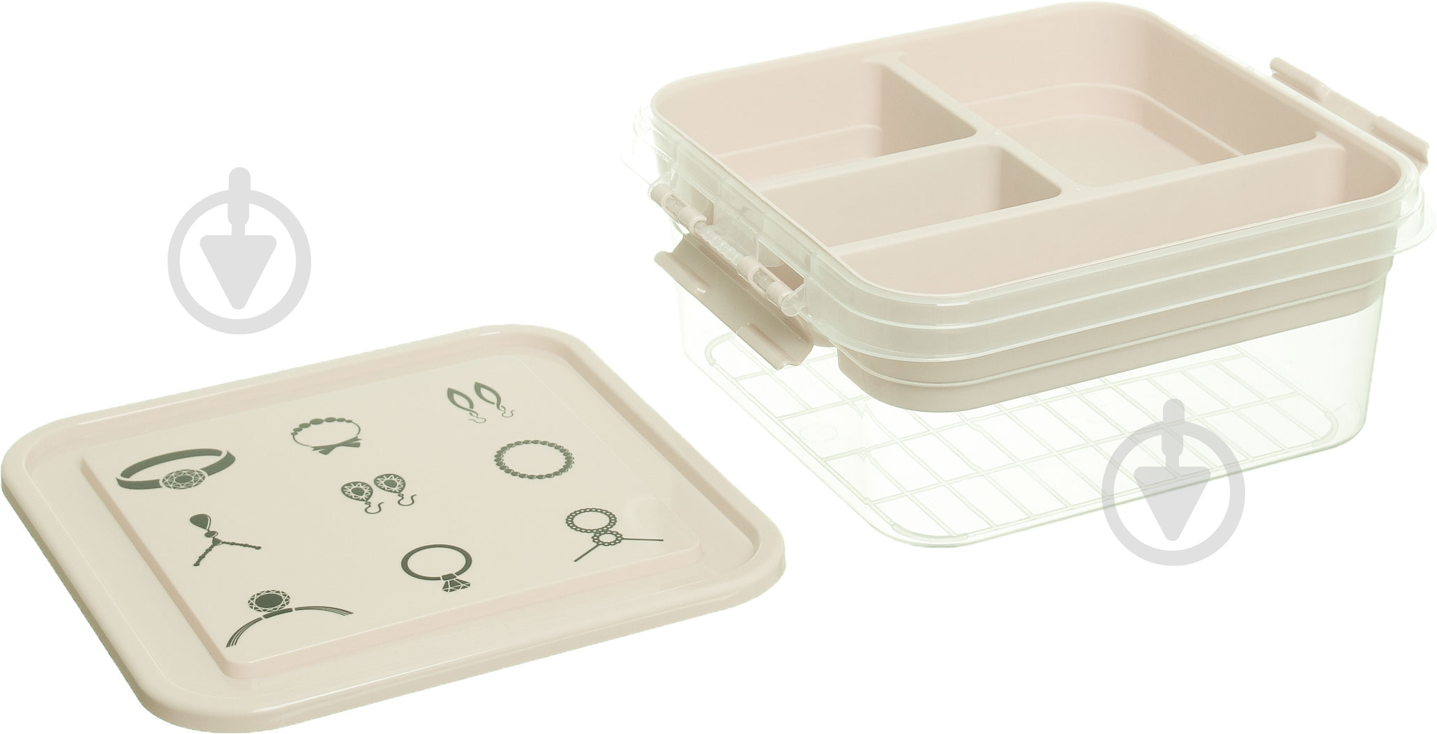 Ящик-органайзер для зберігання Gondol Plastic Bijouterie (Біжутерія) Box екрю 110x250x - фото 2