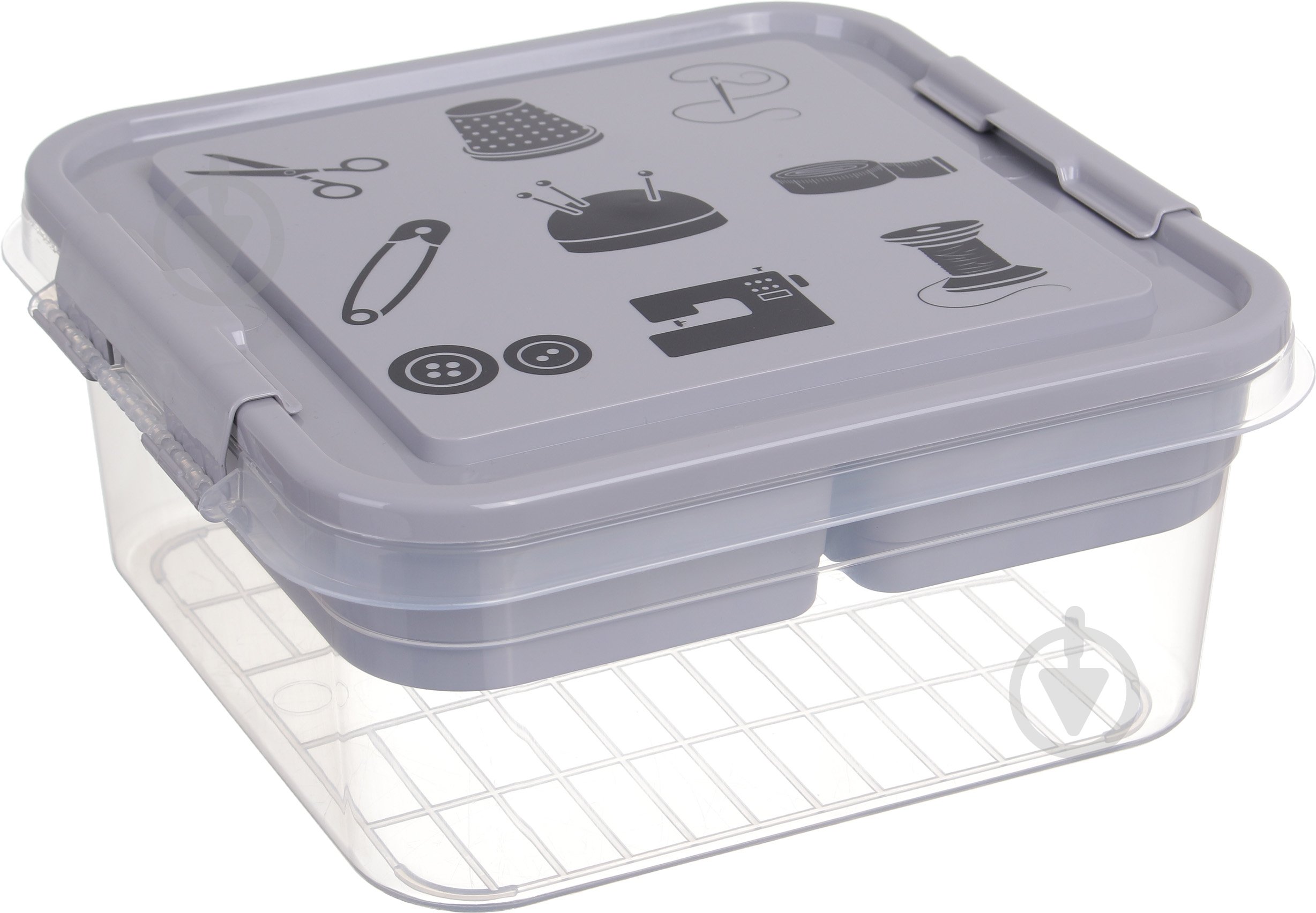 Ящик-органайзер для зберігання Gondol Plastic Sewing (шиття) Box сірий 110x250x - фото 1