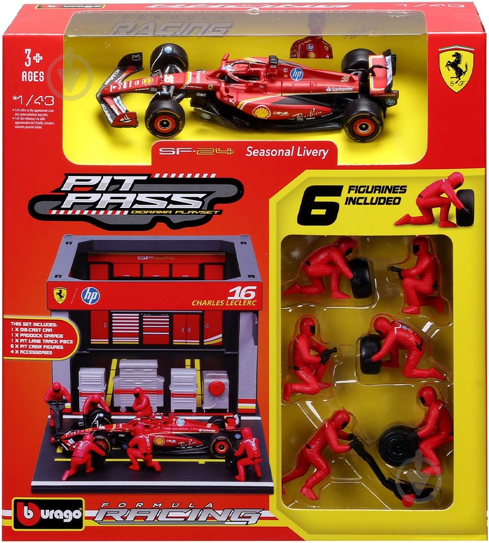 ᐉ Ігровий набір Bburago 1:43 Pit Pass Ferrari SF-24 18-36862 (#16