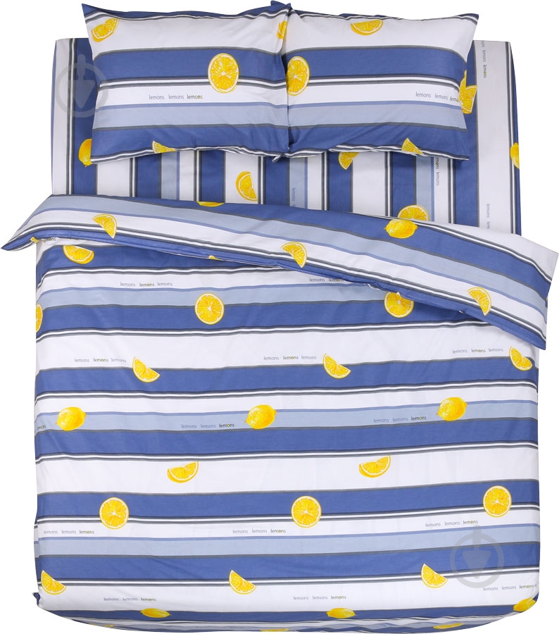 Комплект постельного белья Lemon blue 2,0 синий с белым UP! (Underprice) - фото 1 Комплект постельного белья Lemon blue 2,0 синий с белым UP! (Underprice) - фото 1
