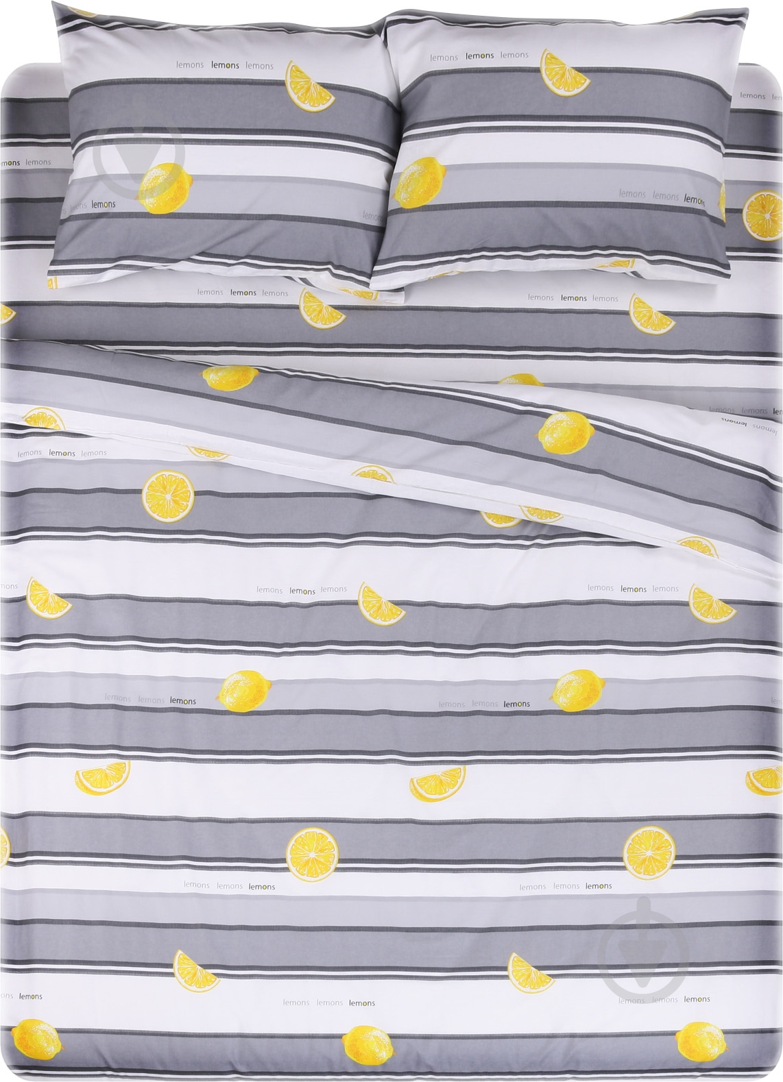 Комплект постельного белья Lemon gray 2,0 серый с белым UP! (Underprice) - фото 1