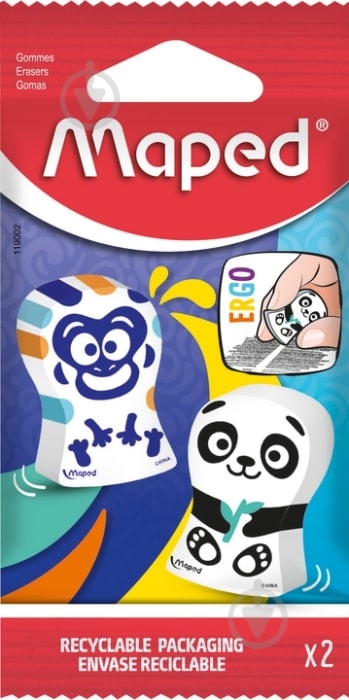 Гумка для олівців Ergo Fun Multicolor 2 шт. MP.119002 Maped - фото 2 Гумка для олівців Ergo Fun Multicolor 2 шт. MP.119002 Maped - фото 2