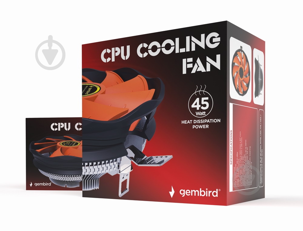 Процессорный кулер Gembird CPU-HURACAN-X30, 12 см, TDP 45 Вт - фото 5 Процессорный кулер Gembird CPU-HURACAN-X30, 12 см, TDP 45 Вт - фото 5