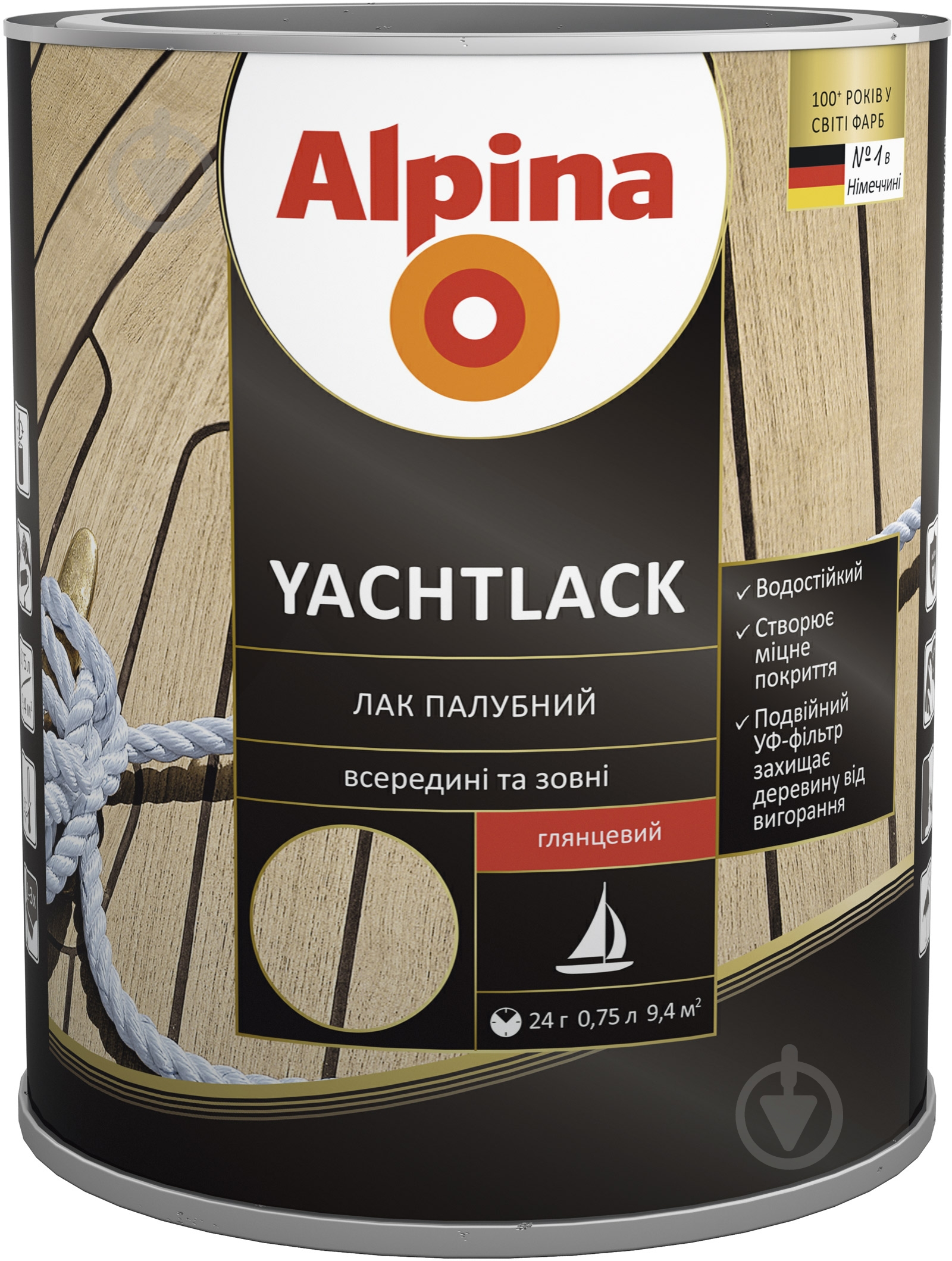 Лак Yachtlack Alpina глянець прозорий 0,75 л - фото 1