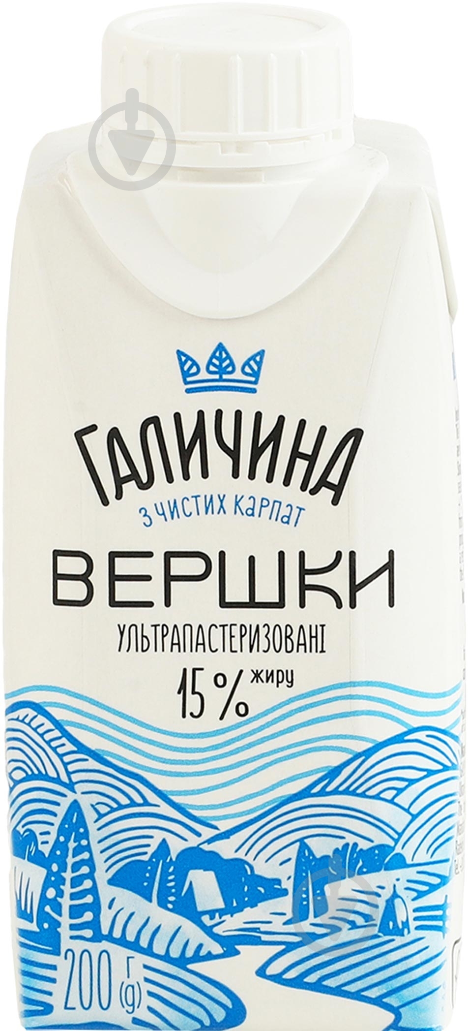 Вершки Галичина 15% питні ультрапастеризовані 200г - фото 1