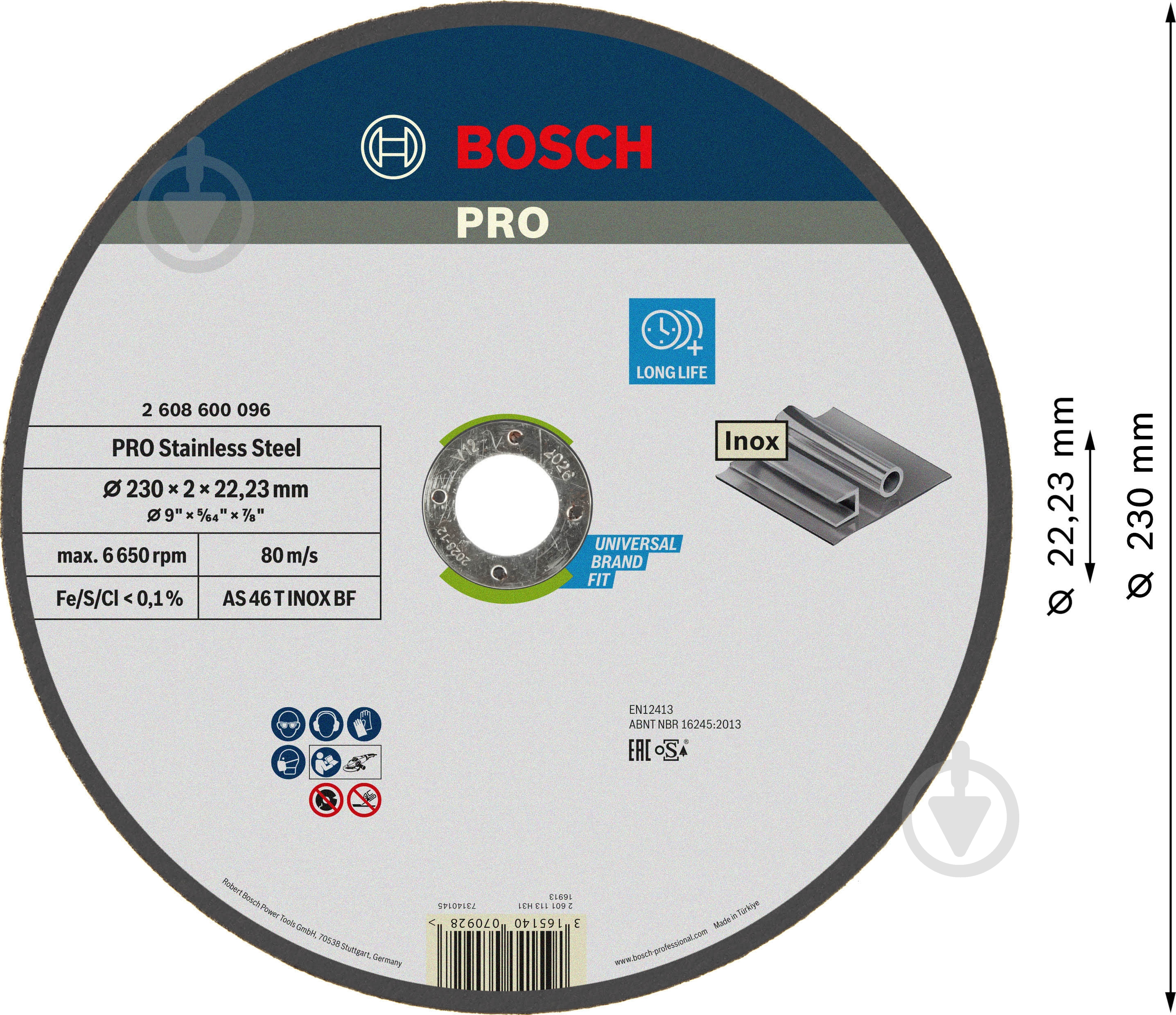 Круг відрізний Bosch 230х2,0x22,2 мм 2608600096 - фото 2