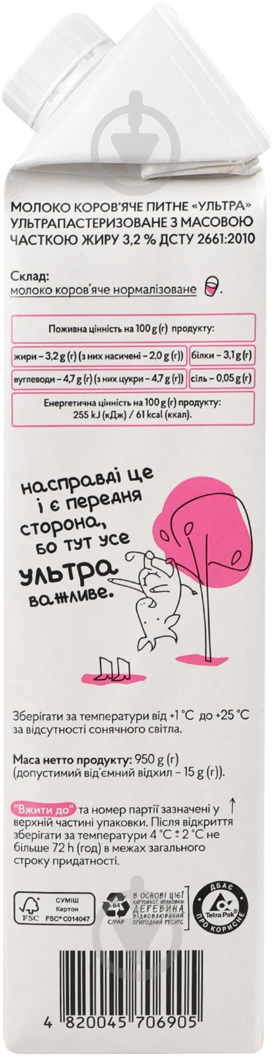 Молоко Молокія 3.2% ультрапастеризованное Ультра 0,95 л - фото 6 Молоко Молокія 3.2% ультрапастеризованное Ультра 0,95 л - фото 6