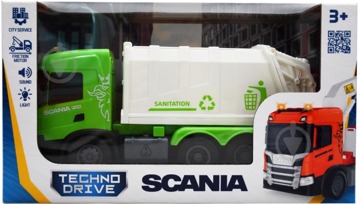 Автомодель TechnoDrive 1:43 Big Truck Сміттєвоз Scania світло звук 6410KS - фото 2