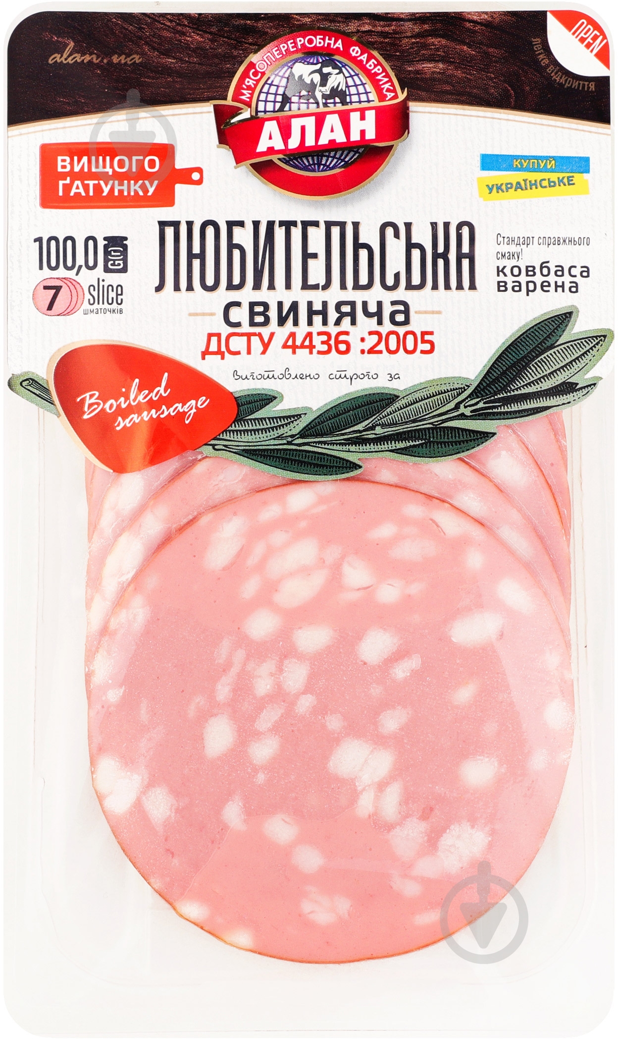 Колбаса Алан Любительская в/г 100г нарезка - фото 1