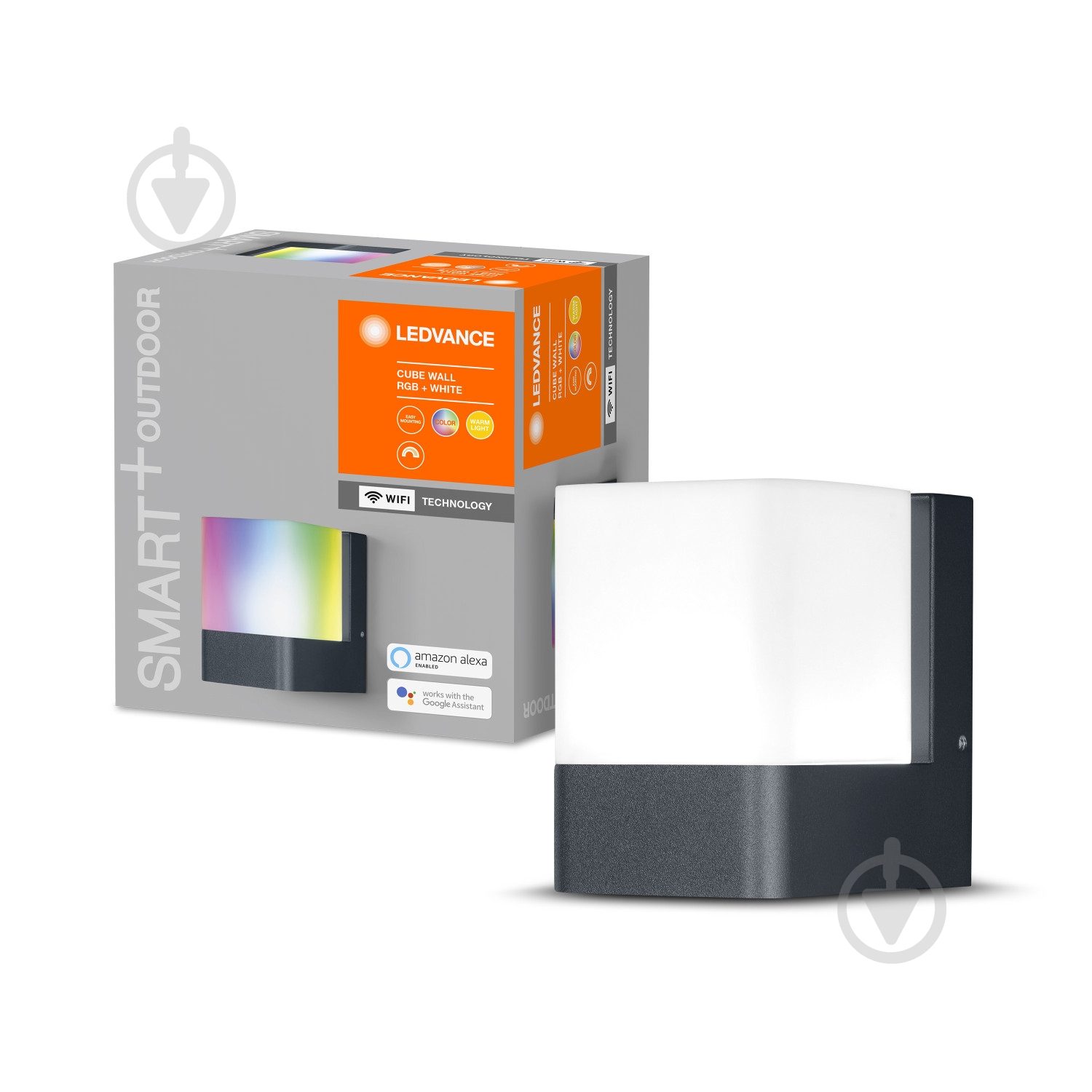 Бра Ledvance Smart + Wifi Cube Wall 9,5 Вт IP44 темно-серый AC260200055 - фото 1
