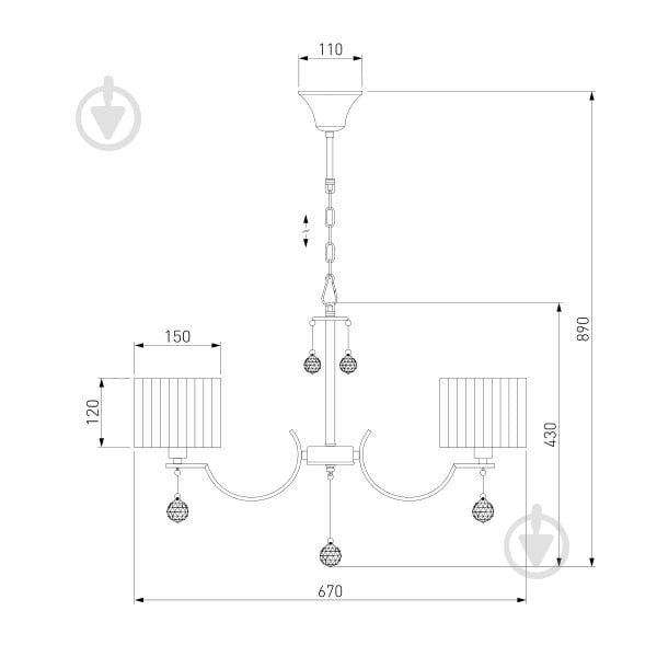 Люстра подвесная Strotskis Napoli 5x40 Вт E14 хром 60095/5 - фото 7