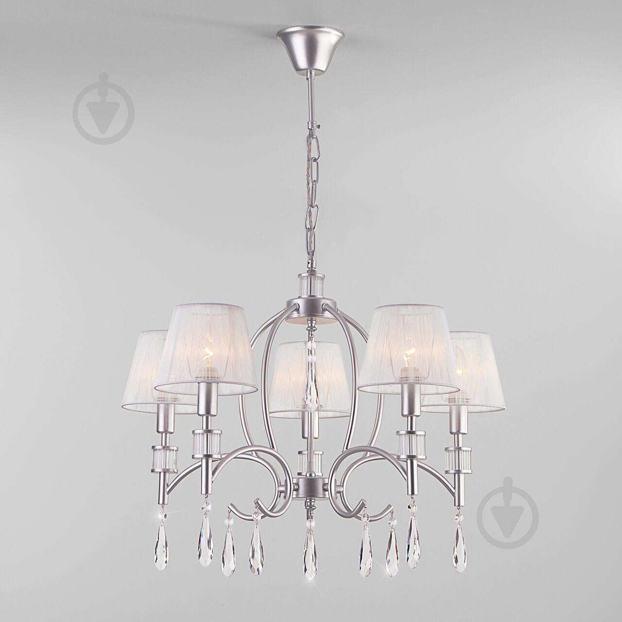 Люстра подвесная Strotskis Capri 5x40 Вт E14 серебряный 60092/5 - фото 1