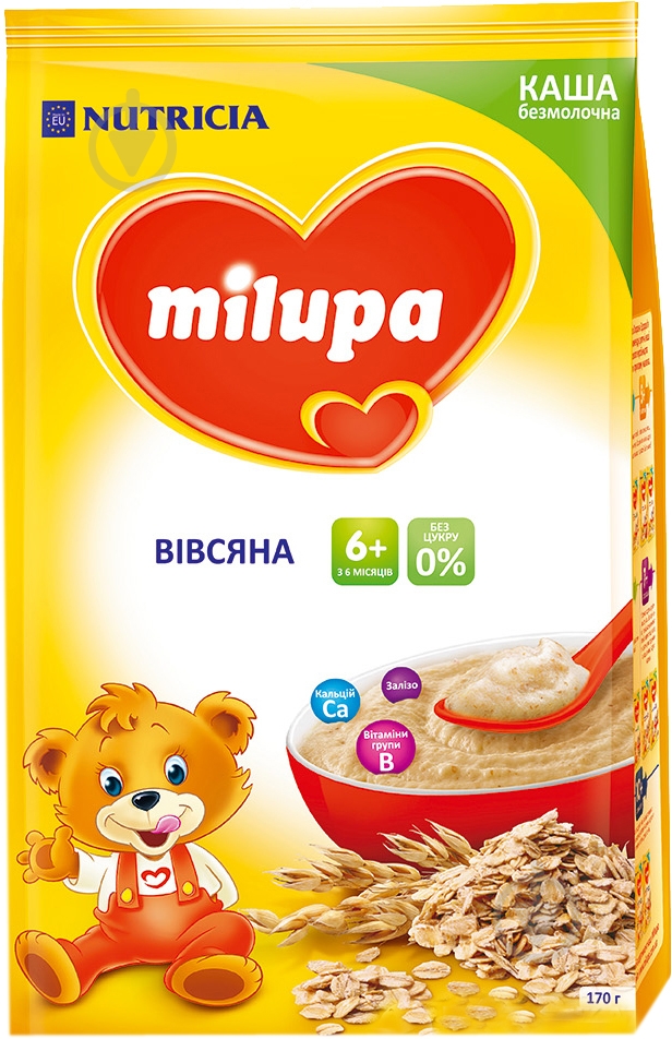 Каша безмолочная Milupa от 6 месяцев овсяная 170 г - фото 1