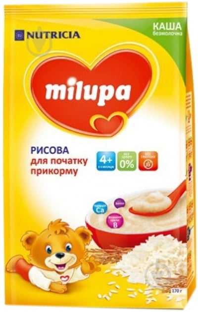 Каша безмолочная Milupa от 4 месяцев рисовая 170 г - фото 1