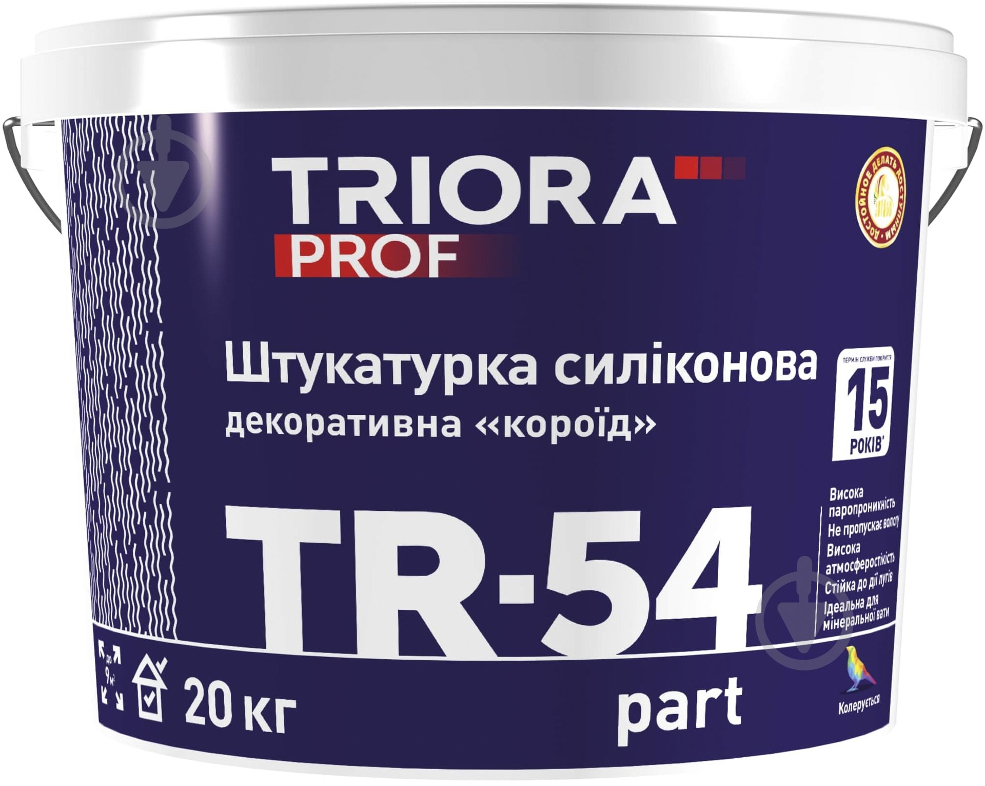 Декоративна штукатурка короїд Triora силіконова TR-54 part 2 мм 20 кг білий - фото 1